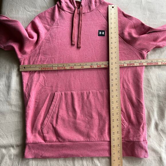 Under Armour Hoodie Womens Medium Red Heather Loose Coldgear Fleece Patch Logo - Picture 9 of 9